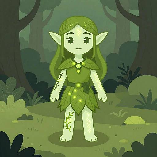 Isometric Elf Portrait with Glowing Runes