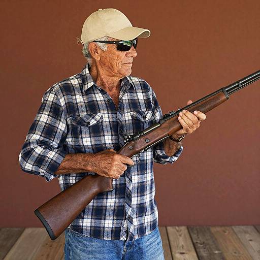 Portrait of Older Man Holding Rifle