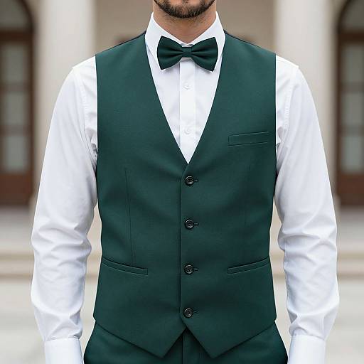 Man in Green Vest and Bow Tie