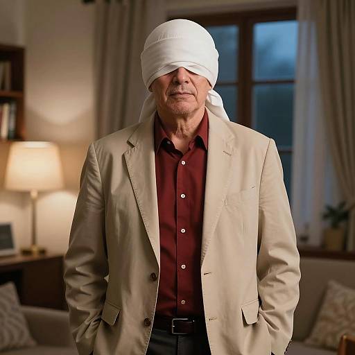 Mysterious Man in Dimly Lit Room