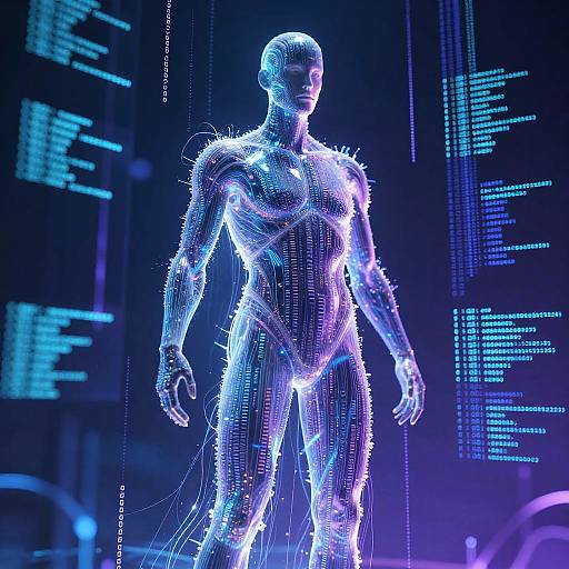 Surreal AI Humanoid Body Emergence