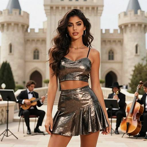 Voluptuous Woman in Metallic Outfit