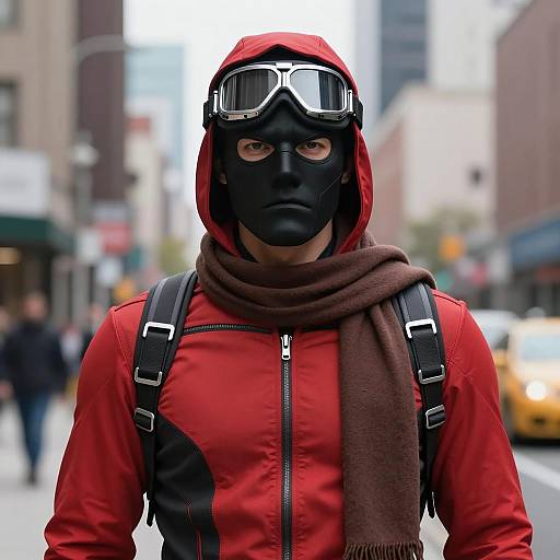 Male Superhero in Red and Black Costume