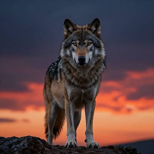 Photorealistic Lone Wolf at Sunset