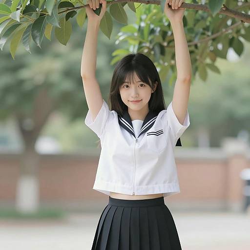 Cheerful Young Woman in Nature