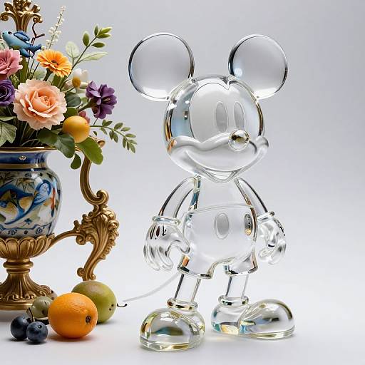 Transparent Glass Mickey Mouse Sculpture