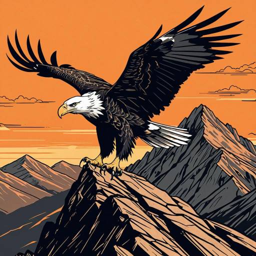 Soaring Eagle on Rocky Mountain Peak