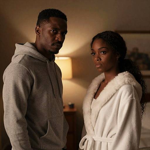 Two Black Individuals in Dimly Lit Room