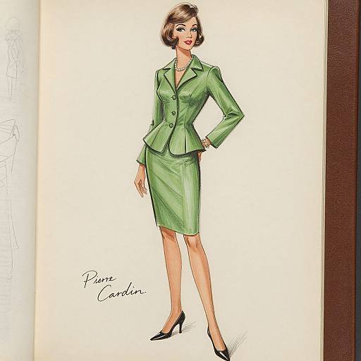 1960s Vintage Fashion Croquis by Pierre Cardin