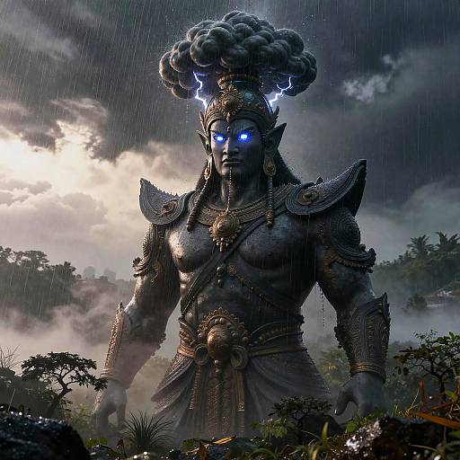 Indra, Thunder God Above Stormy Valley