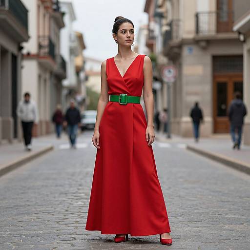 Modern Spanish Woman in Red Dress