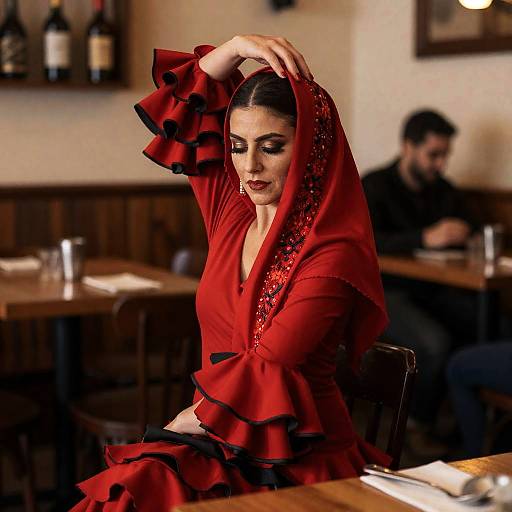 Flamenco Dancer in Scarlet Headscarf