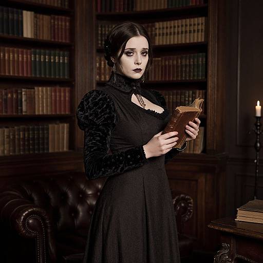 1930s Gothic Novelist in Candlelit Study