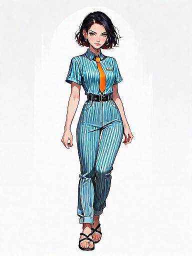 Chic Woman in Burnt Orange Jumpsuit