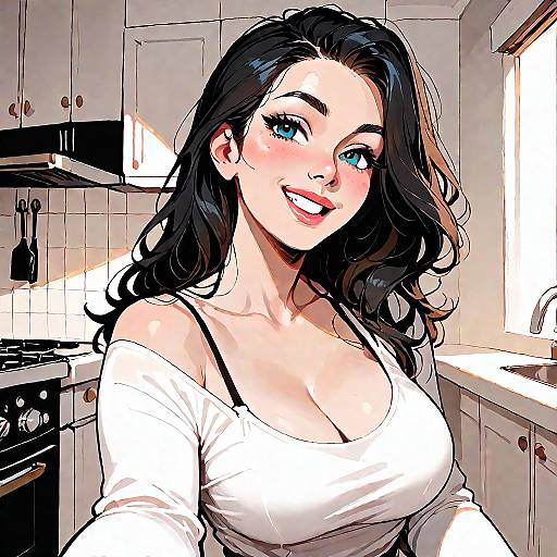 Smiling Woman in Modern Kitchen