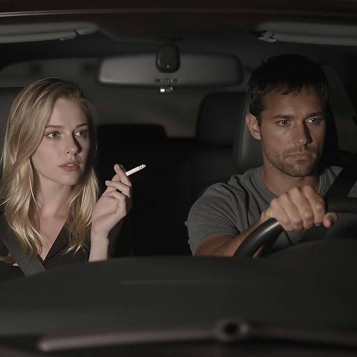Nighttime Car Scene with Two Characters