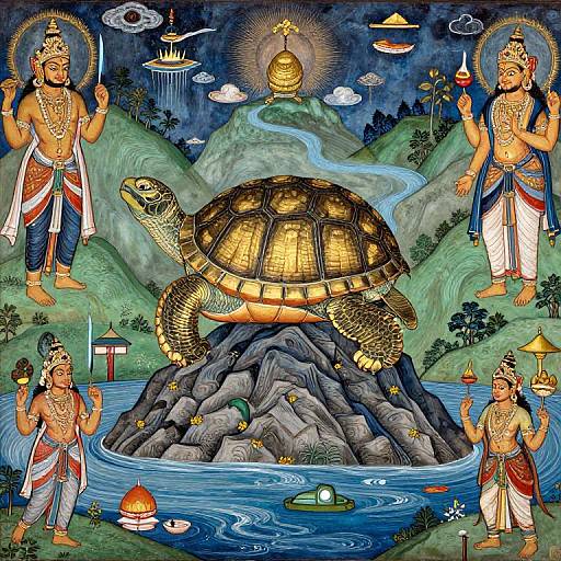 Kurma Avatar Supporting Mount Mandara