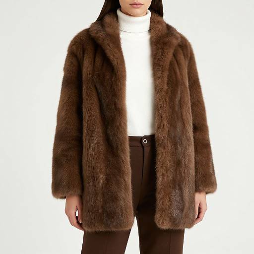 Stylish Female Model in Brown Fur Coat