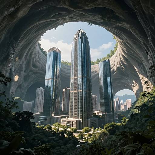 Majestic Skyscrapers Inside Colossal Worm