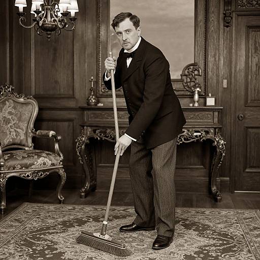 Victorian Man Housekeeping Portrait