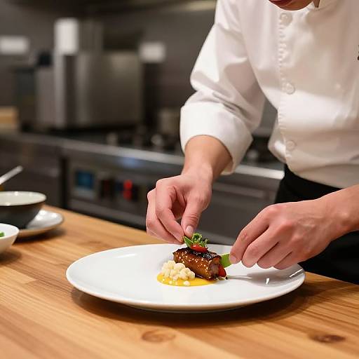 Chef Preparing Gourmet Dish in Modern Kitchen
