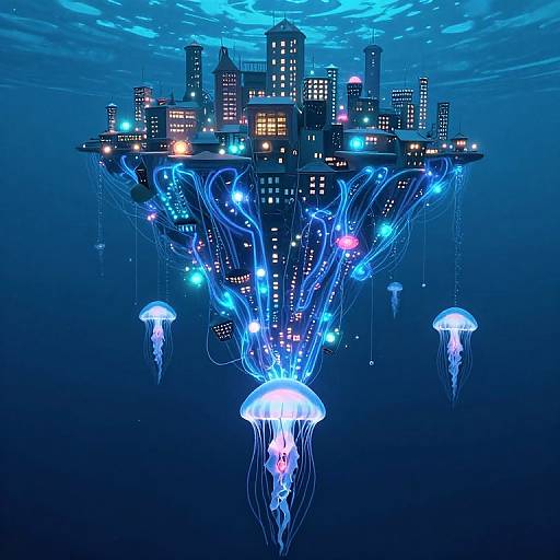Upside-Down Bioluminescent Jellyfish Cities