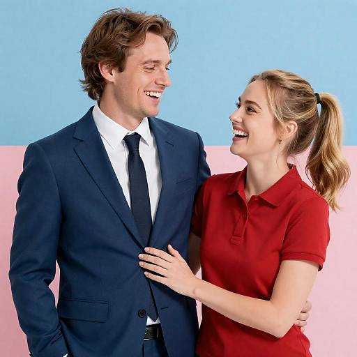 Joyful Couple in Vibrant Setting