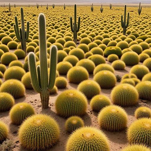 Surreal Desert with Towering Cacti