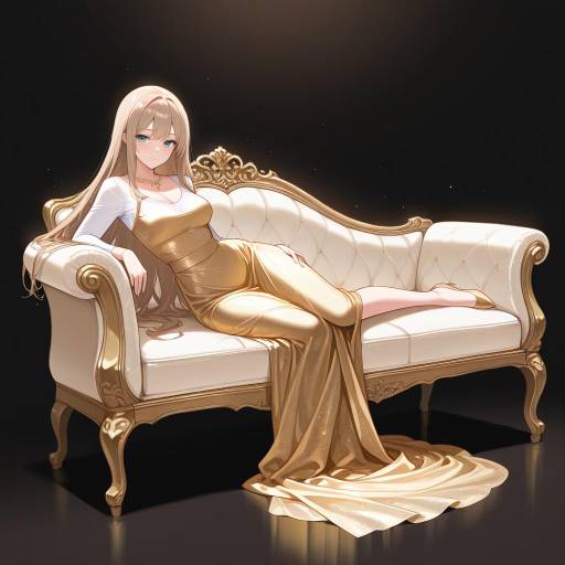 Elegant Athletic Woman on Antique Couch Elegant Athletic Woman on Antique Couch