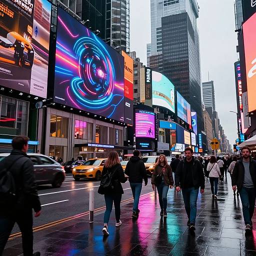 Futuristic Neon City Street Scene