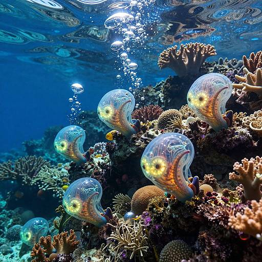 Photorealistic Glowing Alien Underwater Scene