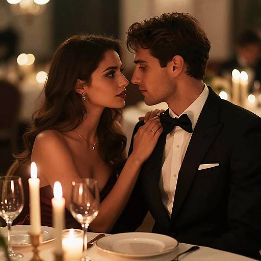 Sensual Candlelit Couple's Intense Gaze