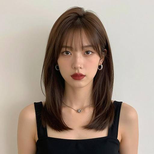 Portrait of Young Asian Woman with Brown Hair