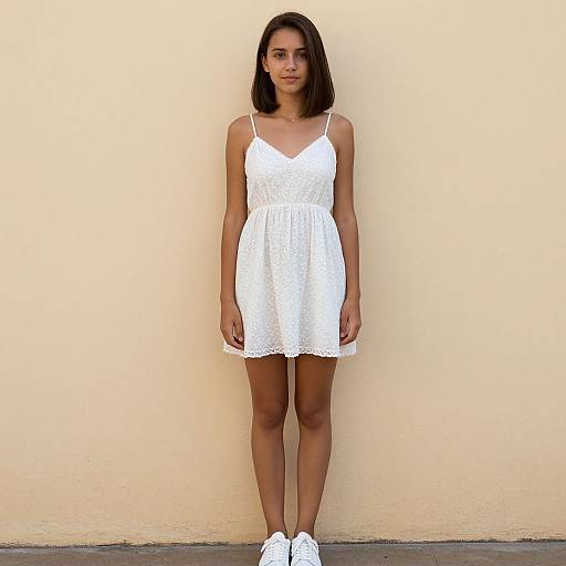 Young Woman by Textured Wall