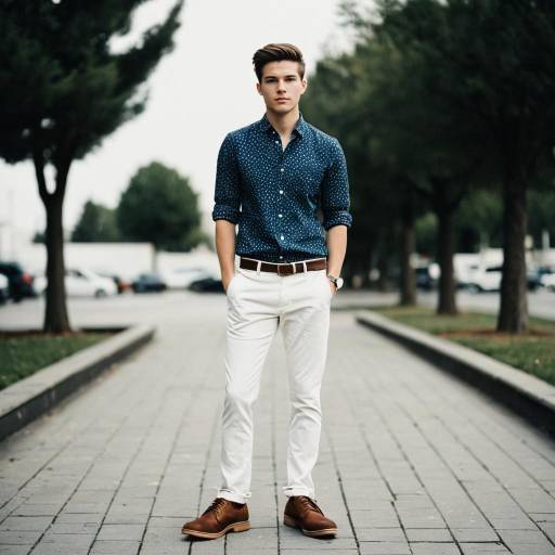 Young Man in Casual Fashion Outfit Outdoors