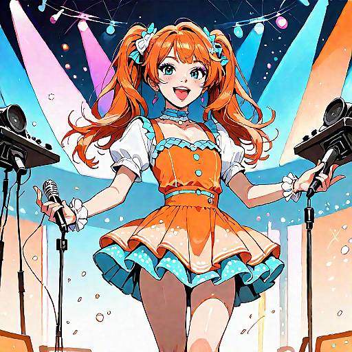 Cheerful Idol Singing on Stage