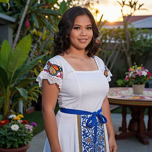 Realistic Filipina Woman in Terno Dress