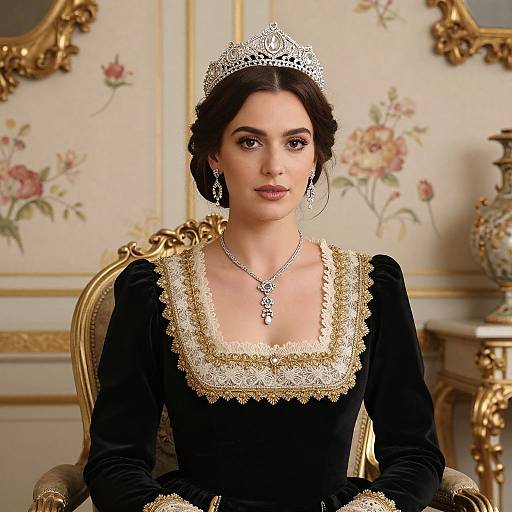Regal Woman in Elegant Black Gown