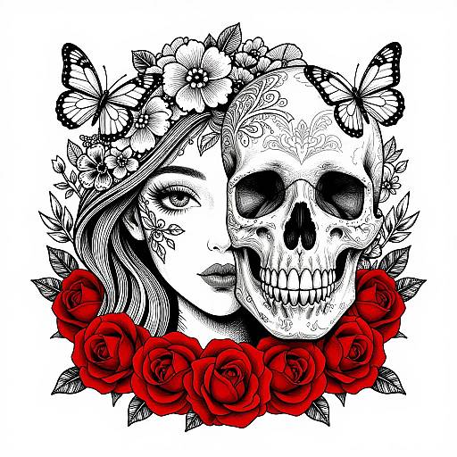 Symmetrical Beauty and Mortality Illustration