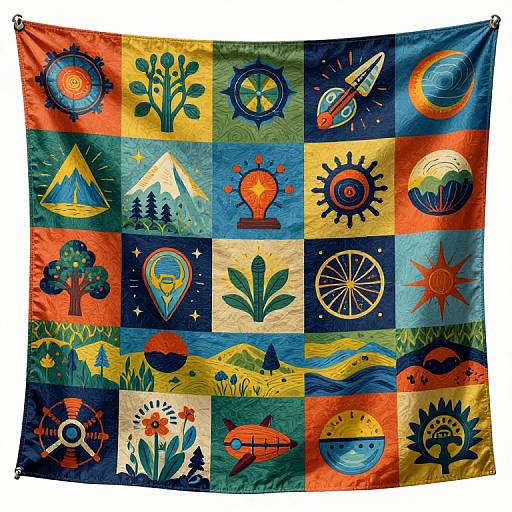 Surreal Landscape Flags with Symbols