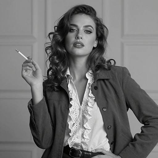 Elegant Woman in Black-and-White Portrait