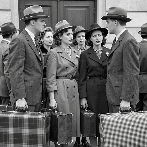 1940s Street Scene with Travelers
