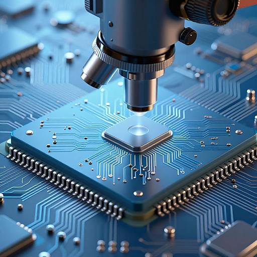 Artistic Microchip Under Microscope