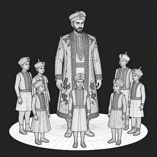 Qajar Emperor's Surviving Children Wireframe
