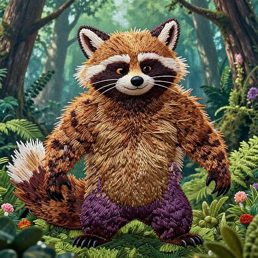 Muscular Rocket Raccoon Embroidery Art