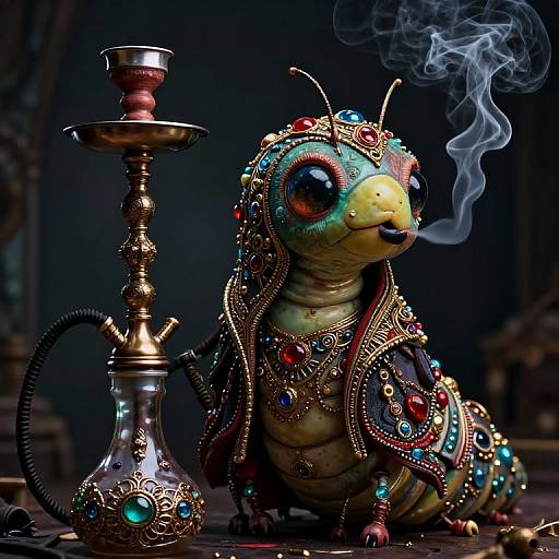 Fantasy Caterpillar with Ornate Hookah