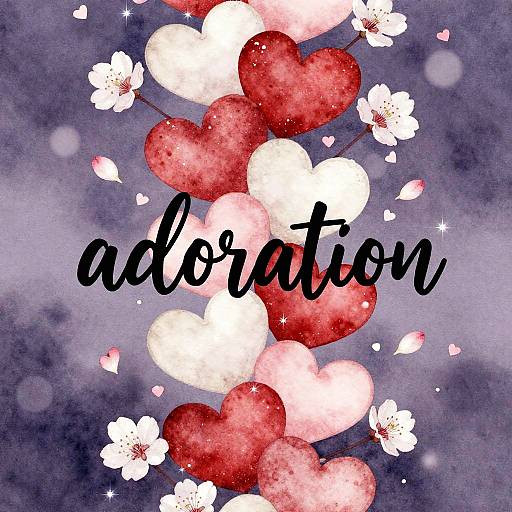 Watercolor Glitter Hearts with Adoration