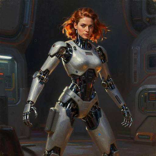 Cybernetic Technician Oil Portrait