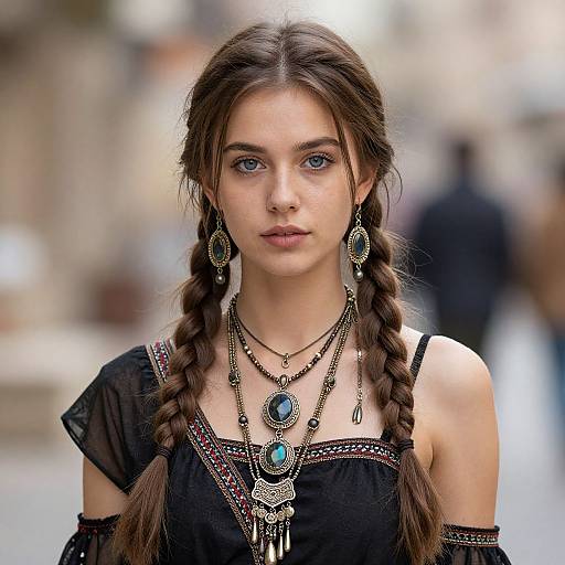 Realistic Bohemian Woman Portrait