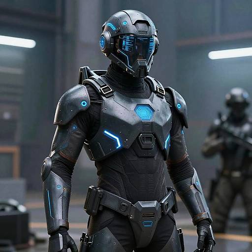 Futuristic Army Uniform with Neon HUD